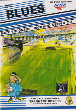 Southend United v Tranmere Rovers Match Programme 1991-04-12